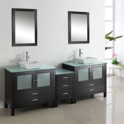 Double Cabinets Oak Wood Glass Shaker Door Bathroom Furniture