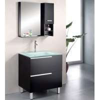 Glass Top Customized Solid Wooden Bathroom Vanity