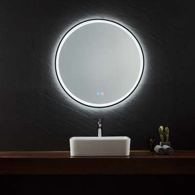 Double-Key Touch Switch Matt Black  Bathroom Makeup LED Mirror