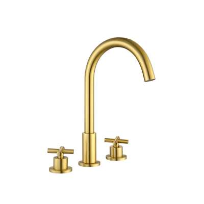 Brushed Golden Finish Two Handle Basin Faucets