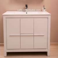 Solid oak wood waterproof mirror vanity cabinet in bathroom