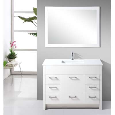 Pure White Finished Waterproof Wooden Freestanding 60 Inch Bathroom Cabinet