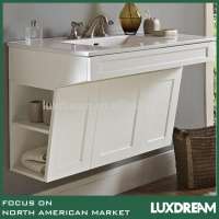 ADA matte white hotel bathroom vanity for handicapped