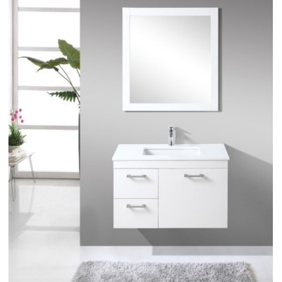 36 Inch Wall Mounted Wooden White Bathroom Cabinet Design with Mirror