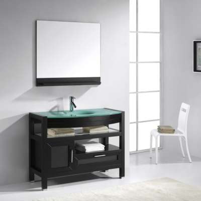 Glass Countertop Floor Mounted Bathroom Vanity