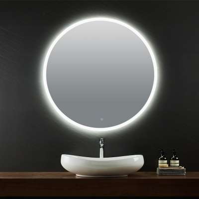 Round Silver Mirror With LED Lights